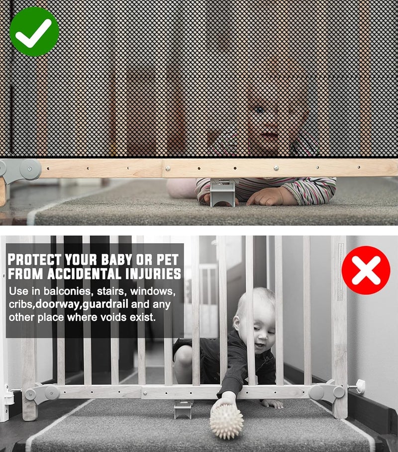 Bukela Stairway Net, Baby Gate for Stairs with No Drilling, Baby Safety Stair Rail Net, 10 ft L x 2.66 ft H, Baby Safety Nets Balcony Banister Stair Nets for Child, Small Pet,Toy - Indoor & Outdoor - Brown - Image 3