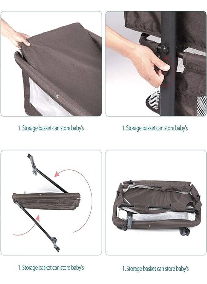 ZCM-HAPPY Multifunctional adjustable portable folding baby bed bedside baby bed toddler cradle with mosquito net  - Image 5