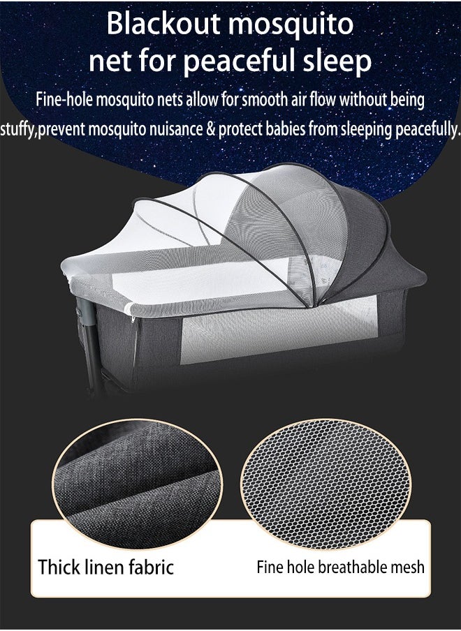 ZCM-HAPPY Multifunctional adjustable portable folding baby bed bedside baby bed toddler cradle with mosquito net  - Image 4