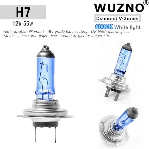 Wuzno Halogen Headlight Bulb Replacement for Hyundai Elantra with Projector 2014 2015 2016, High Beam H7, Low Beam 9005/HB3 Lights Combo, 6000k White, 120% Brightness, 4 Pack - Image 2