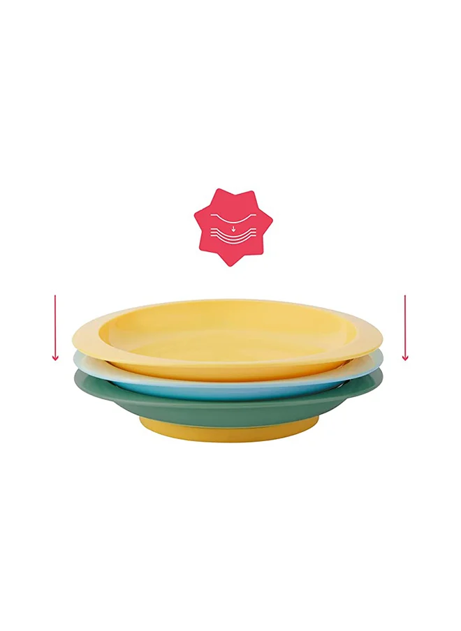 بادابيول Set Of 3 Non-Slip And Unbreakable Plates