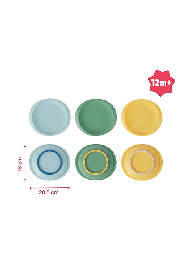Badabulle Set Of 3 Non-Slip And Unbreakable Plates