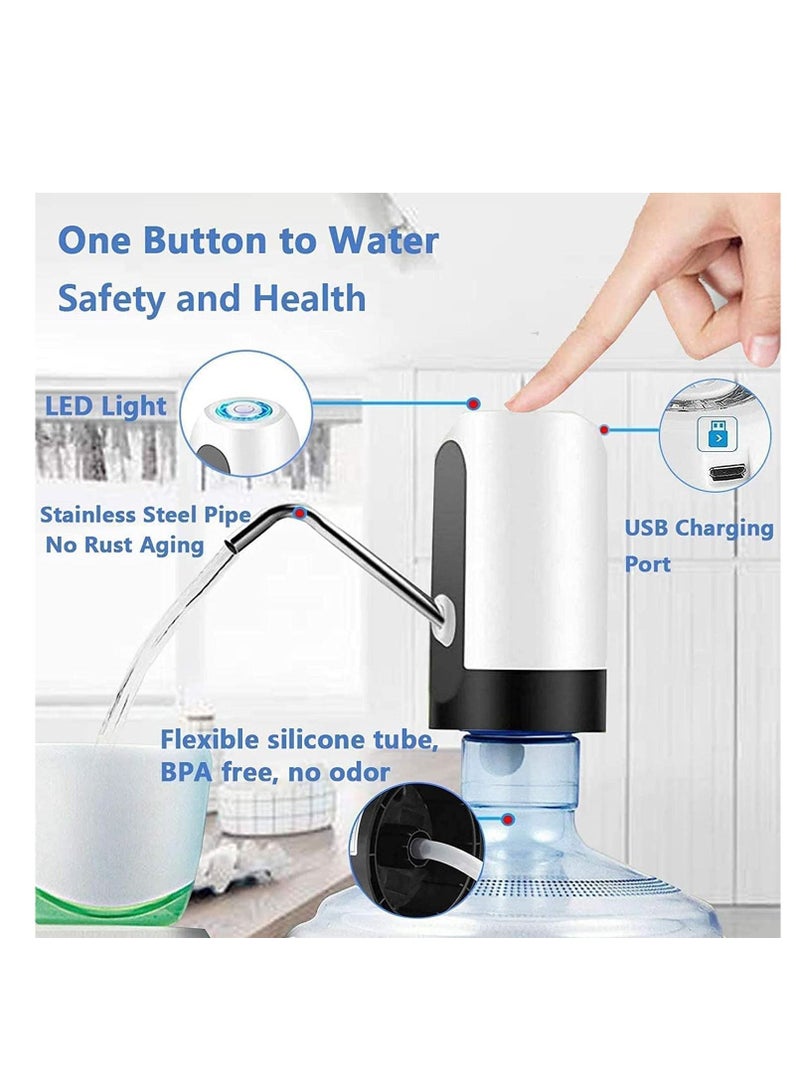 Pack of 2 Automatic Water Dispenser Refillable Drinking Water Bottle Cordless Electric Drinking Water Pump Fast Universal Gallon Bottle Water Pump Dispenser Switch Rechargeable Water Dispenser (2) - Image 2