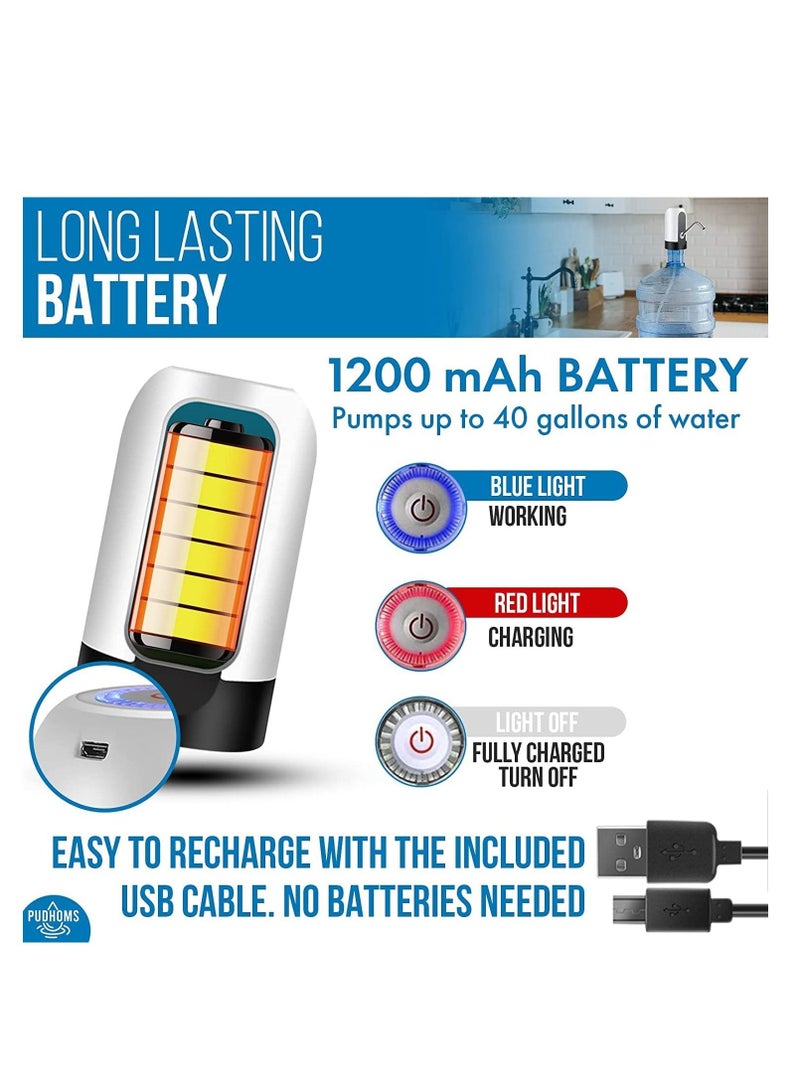 Pack of 2 Automatic Water Dispenser Refillable Drinking Water Bottle Cordless Electric Drinking Water Pump Fast Universal Gallon Bottle Water Pump Dispenser Switch Rechargeable Water Dispenser (2) - Image 5