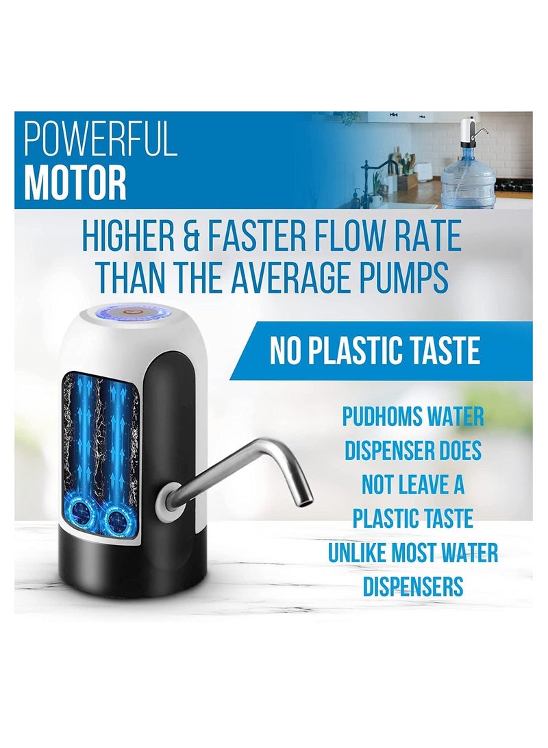 Pack of 2 Automatic Water Dispenser Refillable Drinking Water Bottle Cordless Electric Drinking Water Pump Fast Universal Gallon Bottle Water Pump Dispenser Switch Rechargeable Water Dispenser (2) - Image 3
