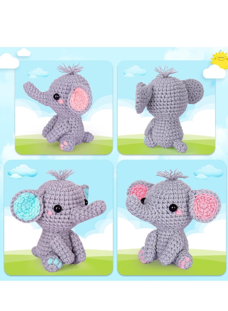 SYOSI Crochet Kit for Beginners, Beginner Starter with Step-by-Step Video Tutorials, Learn to Kits Adults Kids, DIY Knitting Supplies, 2 Pack Elephant Family (40%+ Yarn)  - Image 5