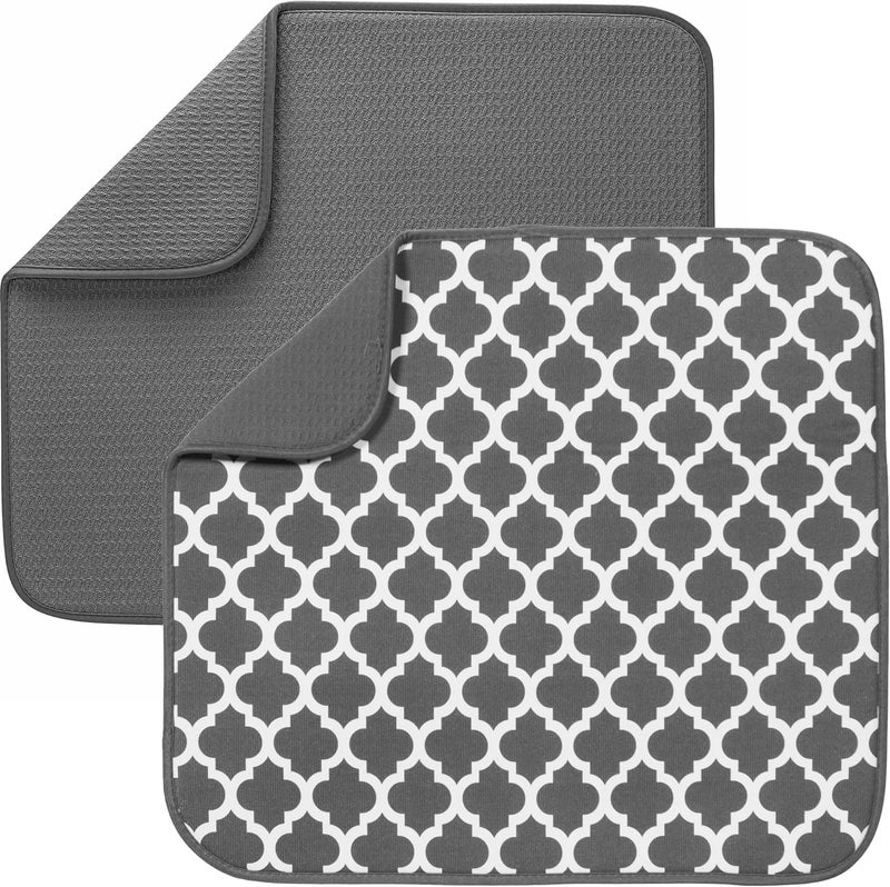 S&T INC. Absorbent, Reversible Microfiber Dish Drying Mat Value Pack for Kitchen, 16 Inch x 18 Inch, 2PK - Image 1