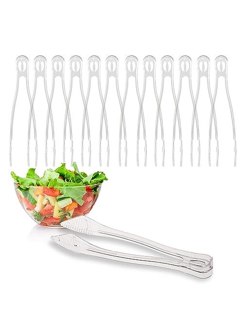 Party Bargains PARTY BARGAINS 85 Inches Plastic Serving Tongs 12 Pack Premium Quality  HeavyDuty Clear Plastic Tongs for BBQ Salads Grilling Buffets Kitchen 