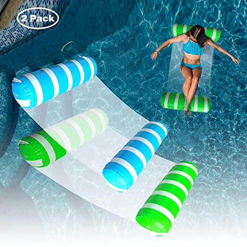 BLOFUN 2 Pack Float HammockPool Float LoungerWater Swimming Floating Bed HammockComfortable Inflatable Lounger for Adults Vacation Fun and Rest - Image 1