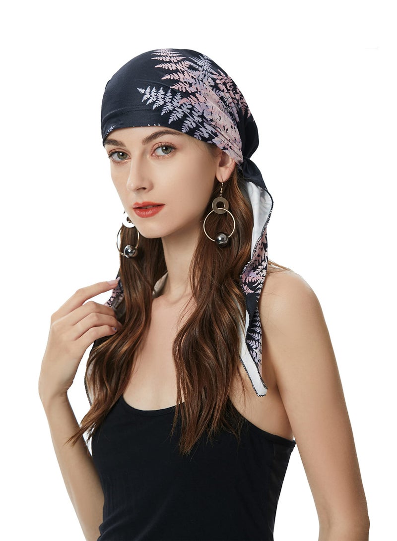 SYOSI Chemo Headwear Pre Tied Head Scarf Headwraps Lightweight Turban Beanie Cap for Women Printed Curved Floral Cloth Hat Muslim Baotou Milk Silk Pullover Small  - Image 1