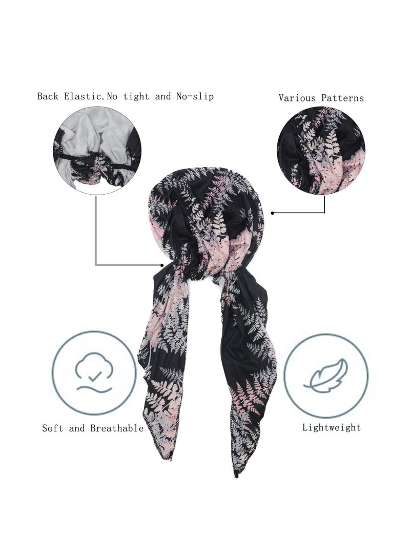 SYOSI Chemo Headwear Pre Tied Head Scarf Headwraps Lightweight Turban Beanie Cap for Women Printed Curved Floral Cloth Hat Muslim Baotou Milk Silk Pullover Small  - Image 5