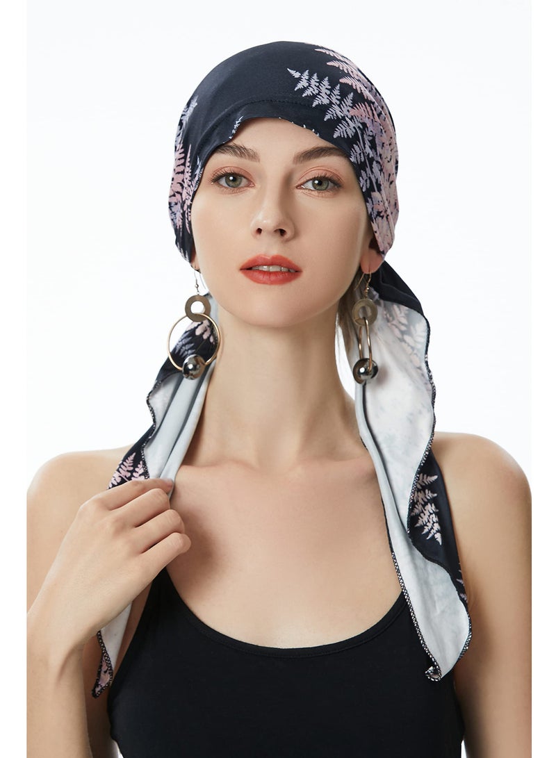 SYOSI Chemo Headwear Pre Tied Head Scarf Headwraps Lightweight Turban Beanie Cap for Women Printed Curved Floral Cloth Hat Muslim Baotou Milk Silk Pullover Small  - Image 2