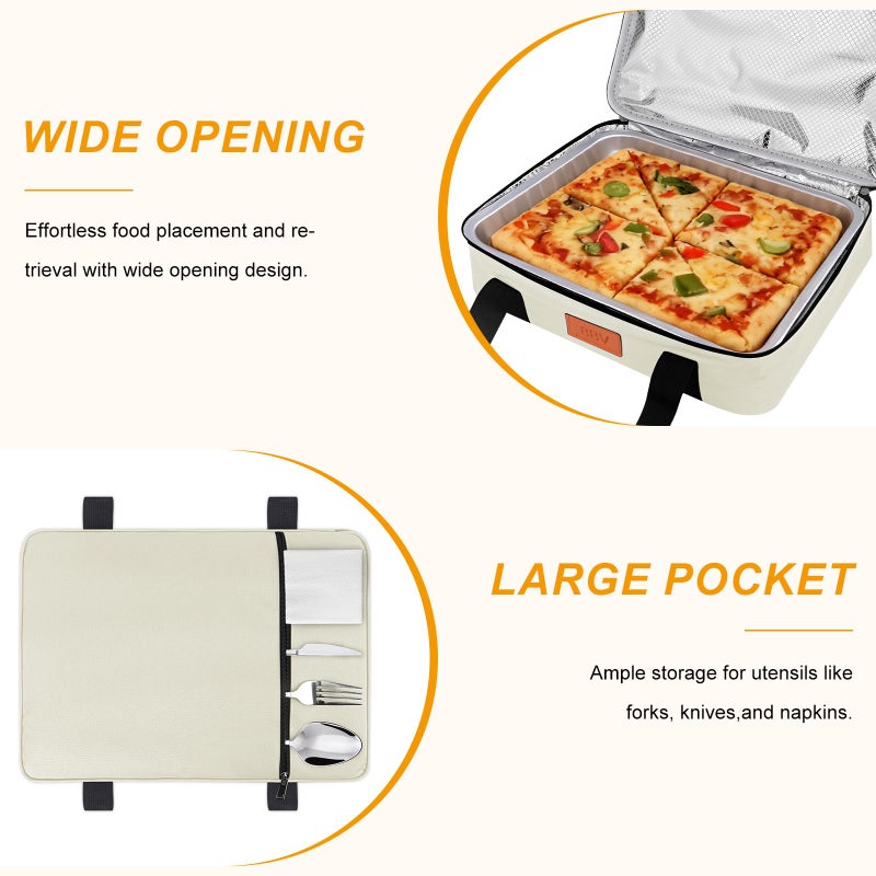 BBV Insulated Casserole Carrier for Hot or Cold Food, Food Warmer Bag Fits 9"x13" Baking Dish, Durable Nylon Leak Proof Food Containers for Travel, Potluck, Parties, Picnic, Cookouts (Beige) - Image 5
