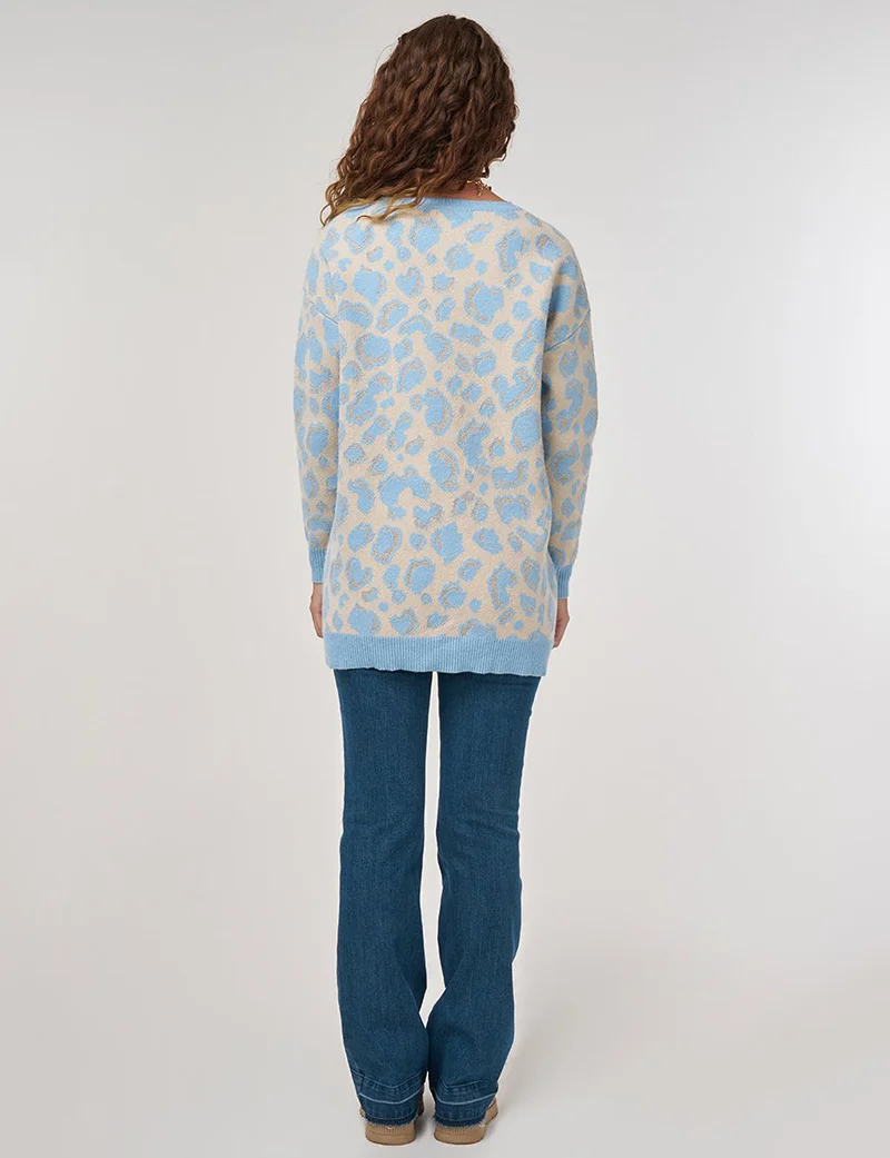 Kayra تونيك تريكو مزخرف باللون الأزرق