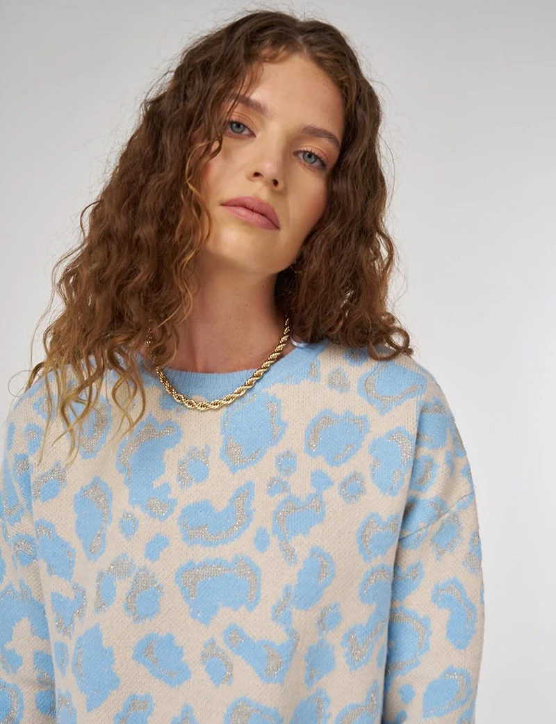 كايرا تونيك تريكو مزخرف باللون الأزرق