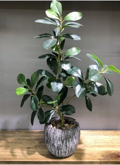 Arabest Creative Office Decor Vintage Faux Polyscias Plant Ceramic Tabletop Green Potted Plant for Home Decor  - Image 1