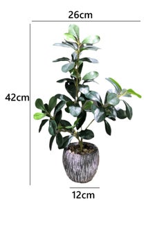 Arabest Creative Office Decor Vintage Faux Polyscias Plant Ceramic Tabletop Green Potted Plant for Home Decor  - Image 4