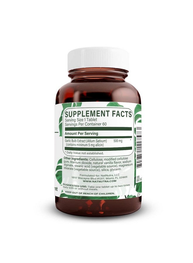 Natural Nutra High Allicin Garlic Supplement, Supports Immune System, Improve Heart Health, Improve Enzymes Health, Better Digestion, Fights Cold and Flu, Vanilla Coating, 500mg, 60 Vegan Tablets - Image 2