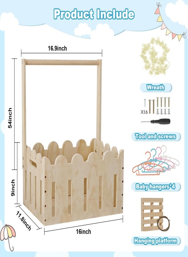 DPDPPL Wooden Baby Shower Crate Closet in Classic Fence Design with Hangers & Handle, Large Crate for Baby Shower Display, Basket for Baby Shower Gifts, Nursery Storage & Decor Organizer - Image 3