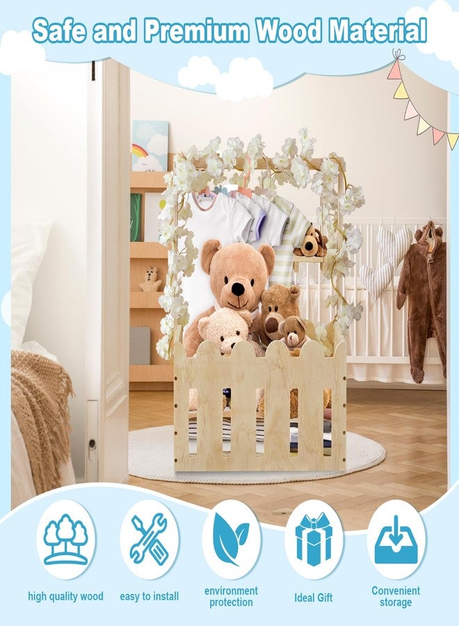 DPDPPL Wooden Baby Shower Crate Closet in Classic Fence Design with Hangers & Handle, Large Crate for Baby Shower Display, Basket for Baby Shower Gifts, Nursery Storage & Decor Organizer - Image 5
