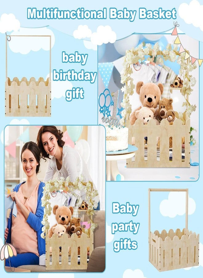 DPDPPL Wooden Baby Shower Crate Closet in Classic Fence Design with Hangers & Handle, Large Crate for Baby Shower Display, Basket for Baby Shower Gifts, Nursery Storage & Decor Organizer - Image 2