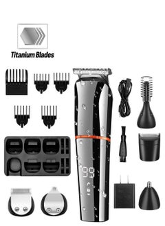 Arabest Beard Trimmer, Hair Clippers for Men, Body Mustache Nose Hair Groomer, Cordless Precision Hair Trimmer 6 in 1 Grooming Kit Waterproof USB Rechargeable and LED Display  - Image 1