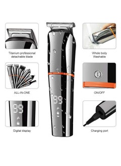 Arabest Beard Trimmer, Hair Clippers for Men, Body Mustache Nose Hair Groomer, Cordless Precision Hair Trimmer 6 in 1 Grooming Kit Waterproof USB Rechargeable and LED Display  - Image 3