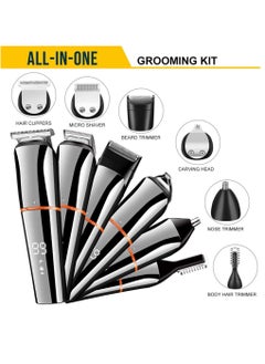 Arabest Beard Trimmer, Hair Clippers for Men, Body Mustache Nose Hair Groomer, Cordless Precision Hair Trimmer 6 in 1 Grooming Kit Waterproof USB Rechargeable and LED Display  - Image 2