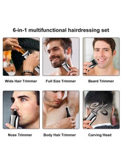 Arabest Beard Trimmer, Hair Clippers for Men, Body Mustache Nose Hair Groomer, Cordless Precision Hair Trimmer 6 in 1 Grooming Kit Waterproof USB Rechargeable and LED Display  - Image 4