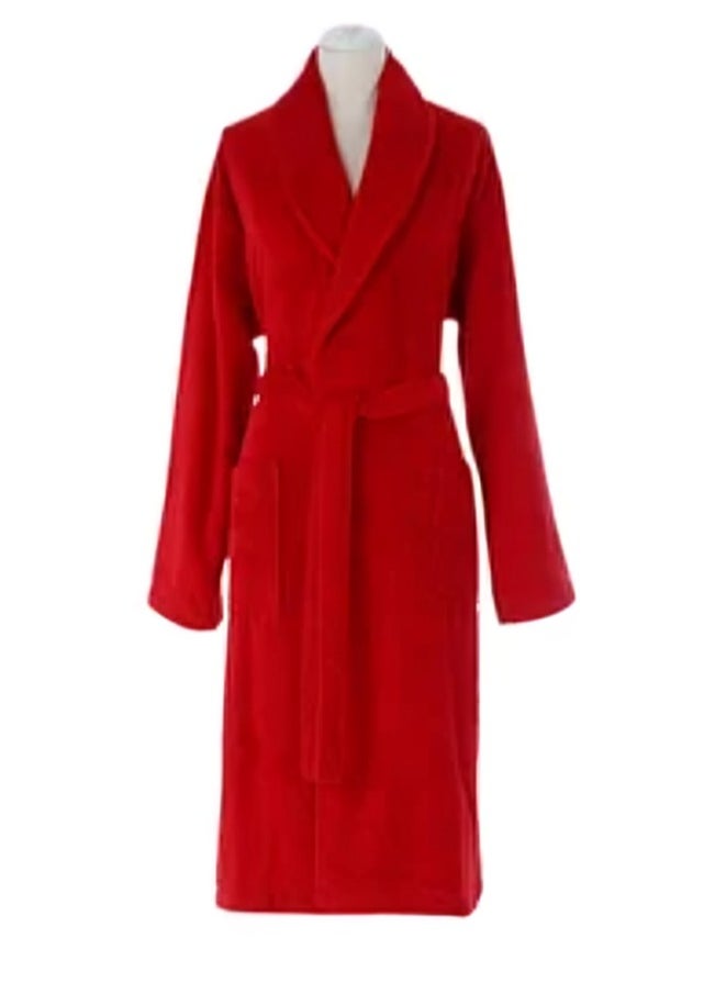 Generic - A Soft Cotton Bathrobe with a Pocket and a Waist Belt, Distinguished by an Elegant Design in Multiple Sizes, Red - Image 1