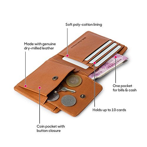 DailyObjects Classic Bifold Wallet for Men | Genuine Leather Material | Holds up to 8 Credit/Debit/ATM Cards | Slim & Easy to Fit | Coin Pocket with Button Closure | Handcrafted Money Purse - Image 2