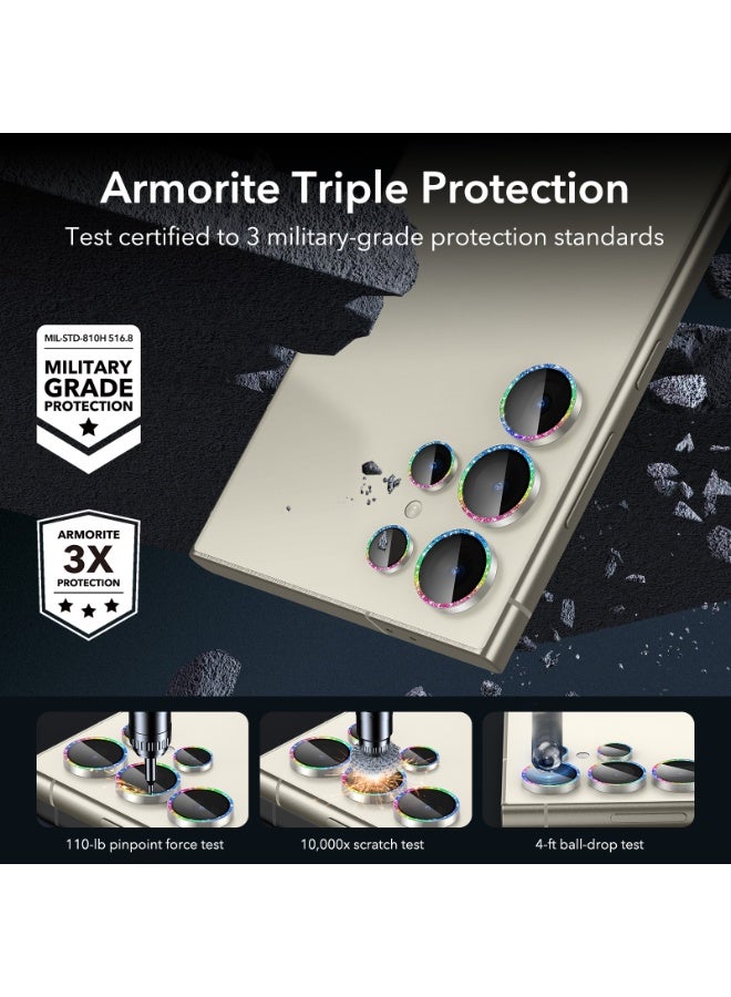 اي اس ار ESR for Samsung Galaxy S24 Ultra Camera Lens Protector, Individual Lens Protectors, Scratch-Resistant Ultra-Thin Tempered Glass with Aluminum Edging, Case Friendly Chromatic Shimmer - Image 2