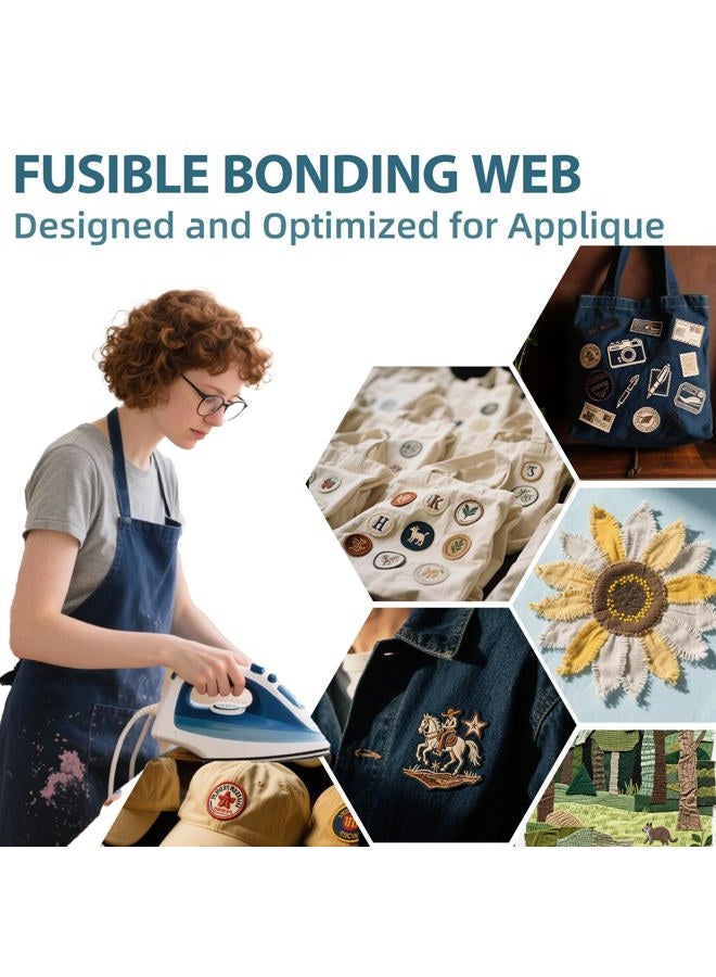 Transparia 12 inches x 10 Yards Double Sided Fusible Web with Paper Backing, Light Weight Fusible Webbing for Fabric Applique, Iron on Fusible Bonding Web for Fabric and DIY Craft Making - Image 5