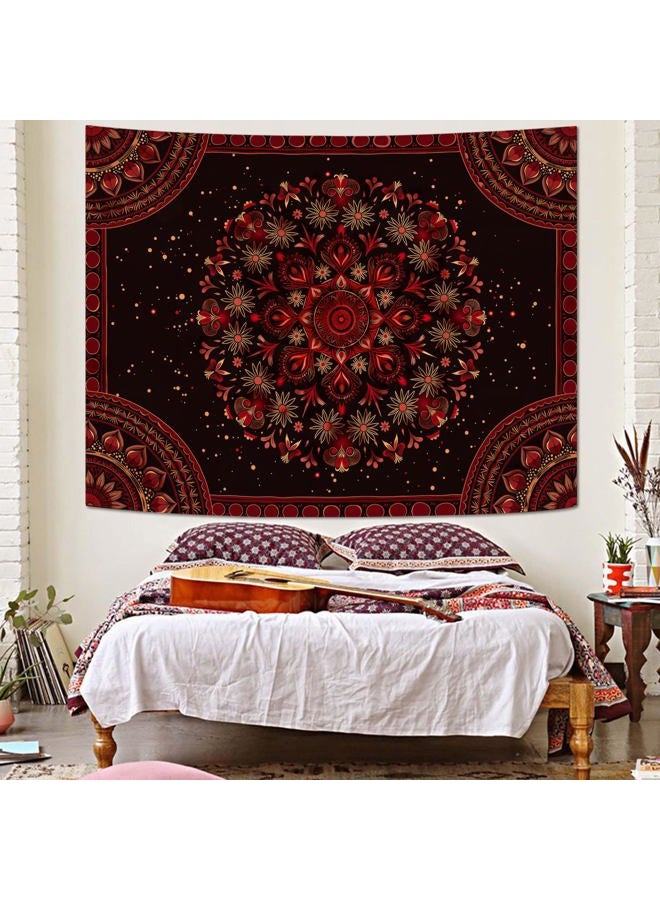 Accnicc Boho Mandala Tapestry Wall Hanging Hippie Bohemian Floral Flower Medallion Tapestry Aesthetic Large Vintage Black Red Indian Tapestries for Bedroom Living Room Dorm Decor 80 x 60 Inch - Image 3