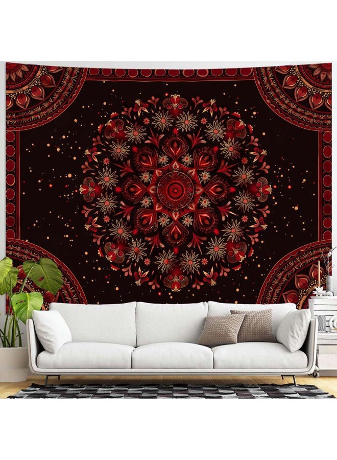 Accnicc Boho Mandala Tapestry Wall Hanging Hippie Bohemian Floral Flower Medallion Tapestry Aesthetic Large Vintage Black Red Indian Tapestries for Bedroom Living Room Dorm Decor 80 x 60 Inch - Image 2