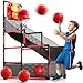 KIZONLY Arcade Basketball Game Indoor Kids Ajustable Basketball Hoop Outdoor Carnival Sports Play Toy with 4 Balls and Air Pump Educational Birthday Gift for Boys Girls 3 4 5 6 7 8 Year Old Red - Image 2