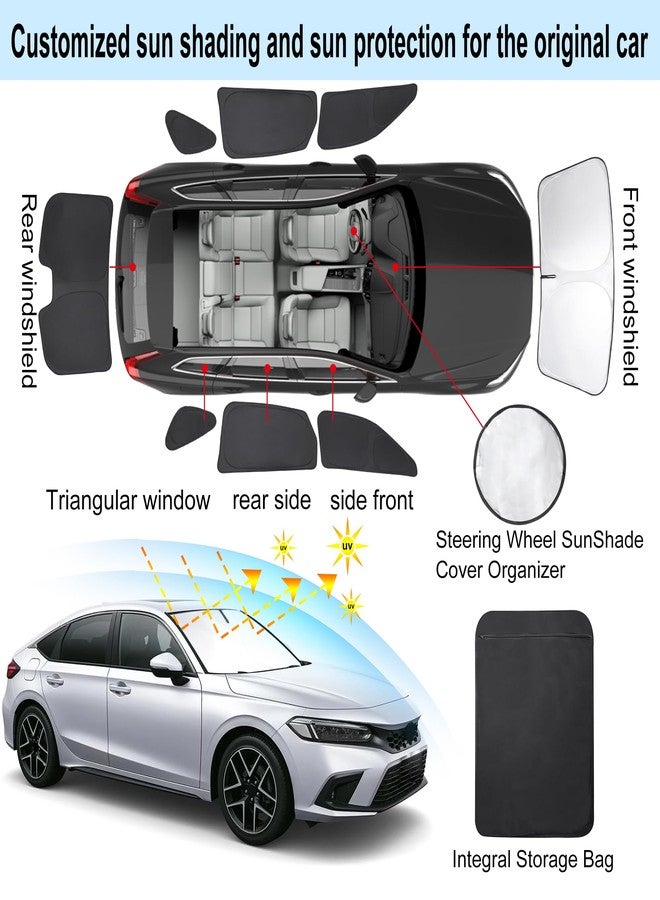 TINGLU Window Shades for 11th Gen Honda Civic (NOT for Hatchback) 2022-2025 Accessories Car Side Full Windows Rear Triangular Windshield Sun Shade Sun UV Rays & Privacy Protection for Camping 8PCS - Image 3