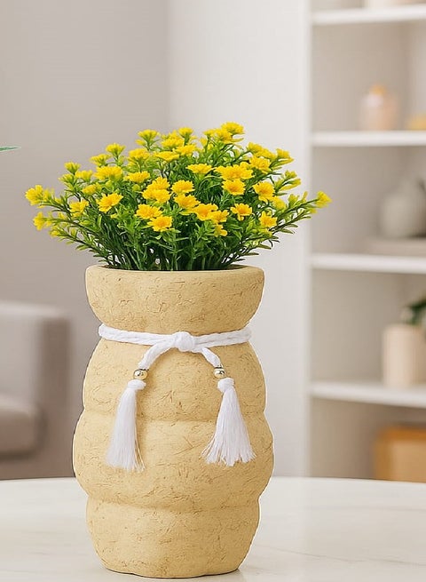 Modern Design Pottery Vase - Large Vase For Artificial Flowers, Plants, Pampas Grass, 35Cm, Home Decor For Living Room, Dining Room, Bedroom, Rustic Shelf (Beige)