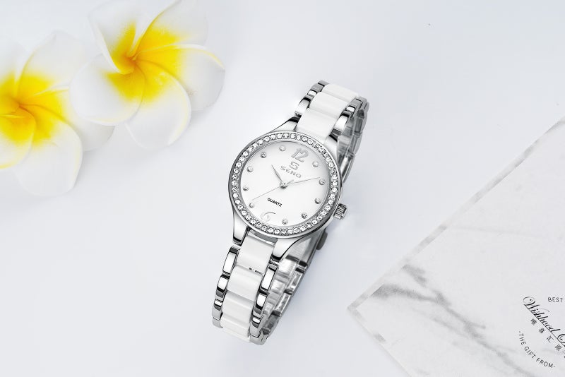 SENO Ceramic Women's Watch - Fashionable Waterproof Quartz Timepiece