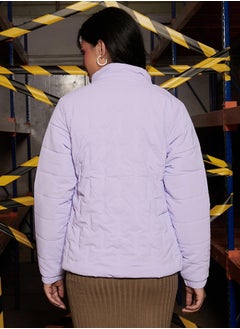 كامبوس سوترا Women's Light Purple Bar Quilted Puffer Jacket  - Image 5