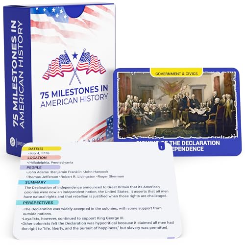 Briston 75 Milestones in American History Flashcards US Historical Events Study Cards for Students Teachers Government Civics US History Learning Resource Educational Classroom Tool by Briston - Image 1