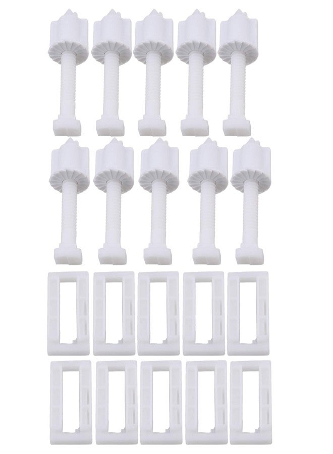 RDEXP White Plastic Rectangular Toilet Seat Cover Hinge Blind Hole Nut Screws 3.9x2.4x6.4 Spiral Tip Dia 0.9cm Pack of 10 - Image 1
