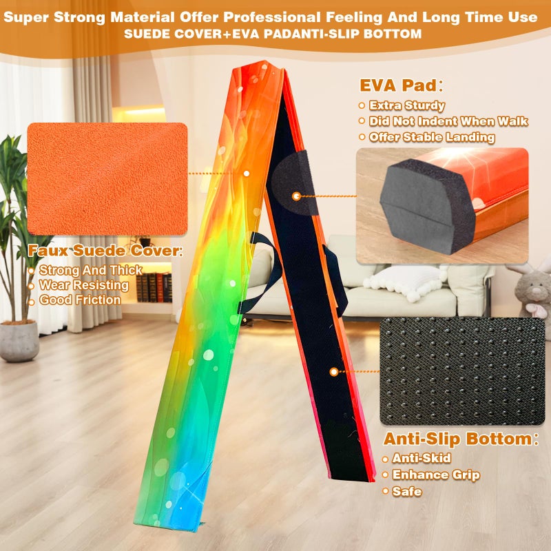 MARFULA 6 FT / 8 FT / 9 FT Folding Gymnastics Beam Foam Balance Floor Beam - Extra Firm - Suede Cover - Anti Slip Bottom with Carry Bag for Kids/Adults Home Use - Image 3