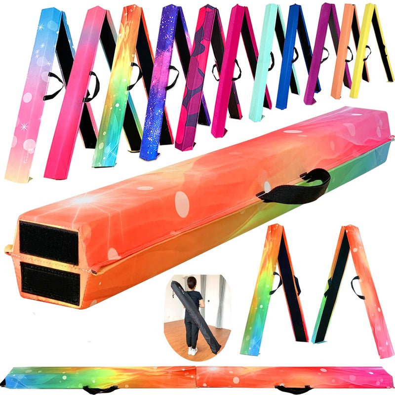 MARFULA 6 FT / 8 FT / 9 FT Folding Gymnastics Beam Foam Balance Floor Beam - Extra Firm - Suede Cover - Anti Slip Bottom with Carry Bag for Kids/Adults Home Use - Image 1