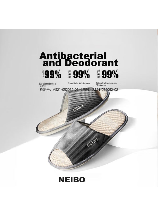Neibo Neibao Latex Cotton Linen Slippers, Men's Spring And Autumn, Extra Large Size, Non-slip, Odor-resistant, Linen Cloth Slippers, Women's, Gray, Size 43 - Image 3