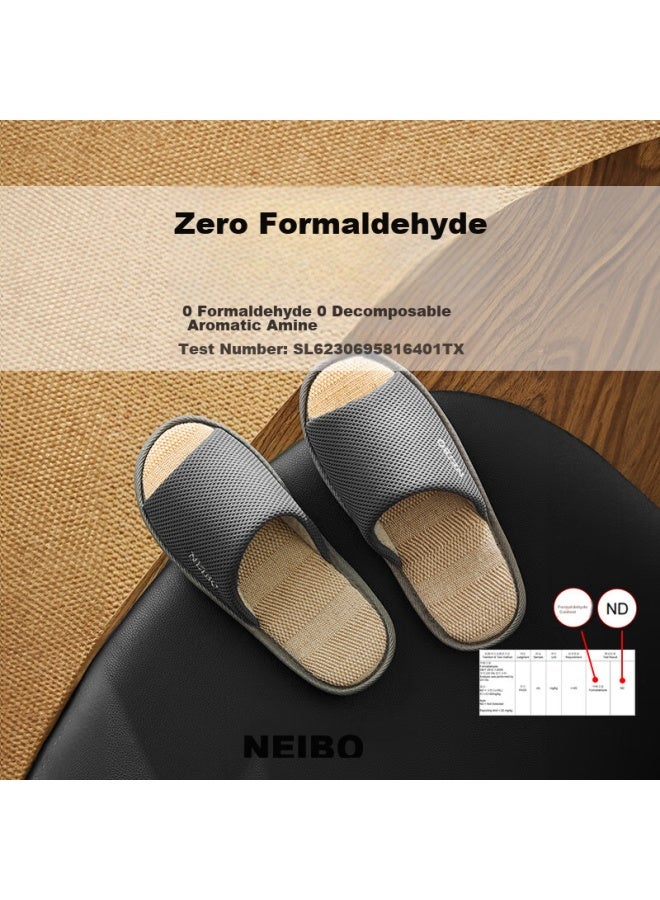 Neibo Neibao Latex Cotton Linen Slippers, Men's Spring And Autumn, Extra Large Size, Non-slip, Odor-resistant, Linen Cloth Slippers, Women's, Gray, Size 43 - Image 4
