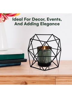 Dawhud Direct Dawhud Direct Geometric Tealight Candle Holder - 4 inches Geometrical Candle Holder - Tea Lights Candle Holder - Home Decor Accent for Wedding, Birthday, or Other Special Events, 3 Wick Candle Holder  - Image 4