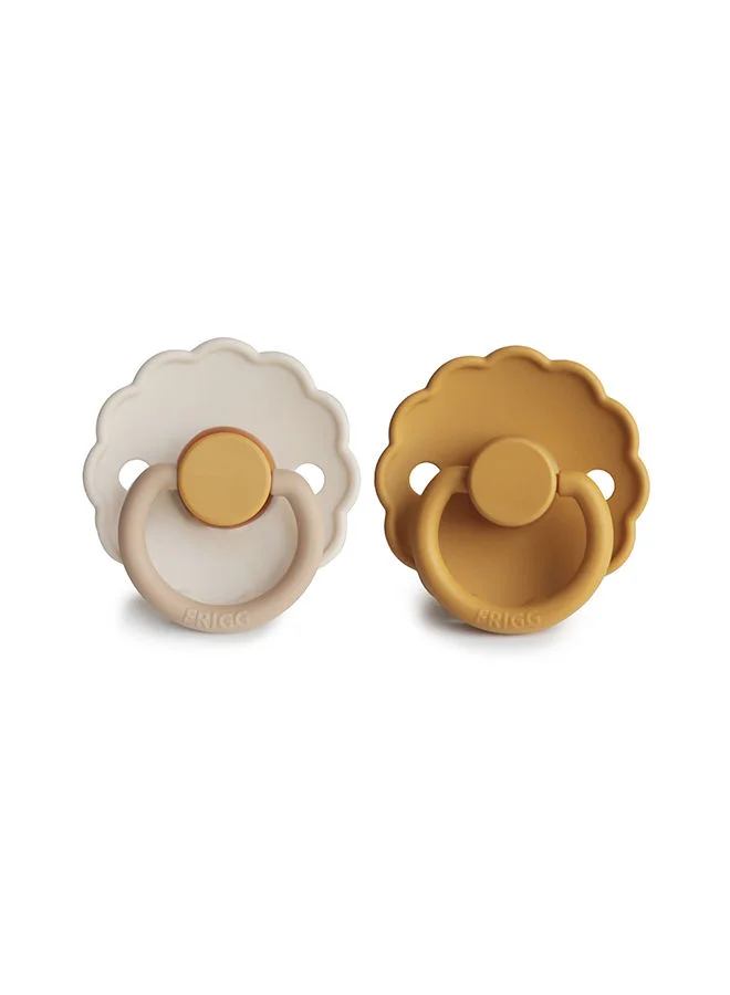 FRIGG Pack Of 2 Daisy Latex Baby Pacifier 0-6M, Chamomile/Honey Gold - Size 1