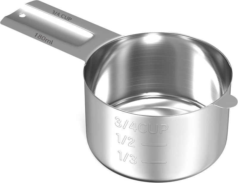 Stainless Steel Measuring Cups with Easy to Read Markings, 1 Cups (240 ml | 240 cc | 8 oz), Multiple Sizes, Silver