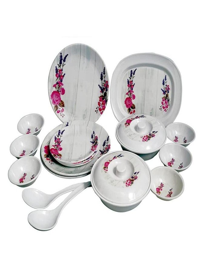 Cospex Light Weight Dinner Set of 32 pcs 6 Full Plates,6 Quarter Plates,12 Veg Bowls,2 Serving Bowl with 2 lids,2 Serving Spoons and,2 Other Spoon - Image 3